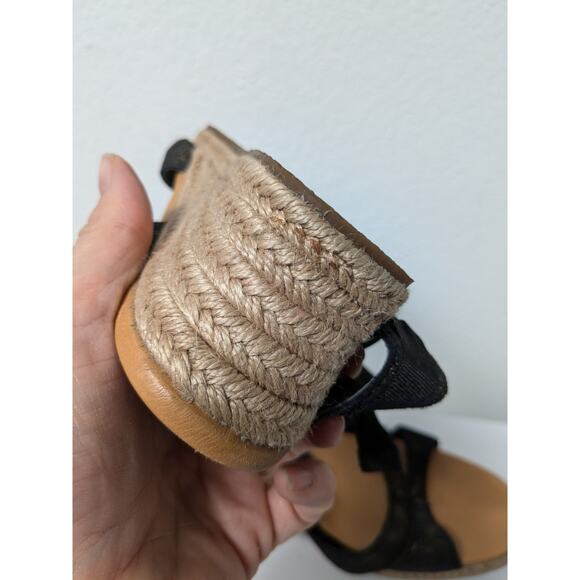 UGG black leather espadrilles wedge sandals 1006823 women's size 8.5 - Picture 6 of 14